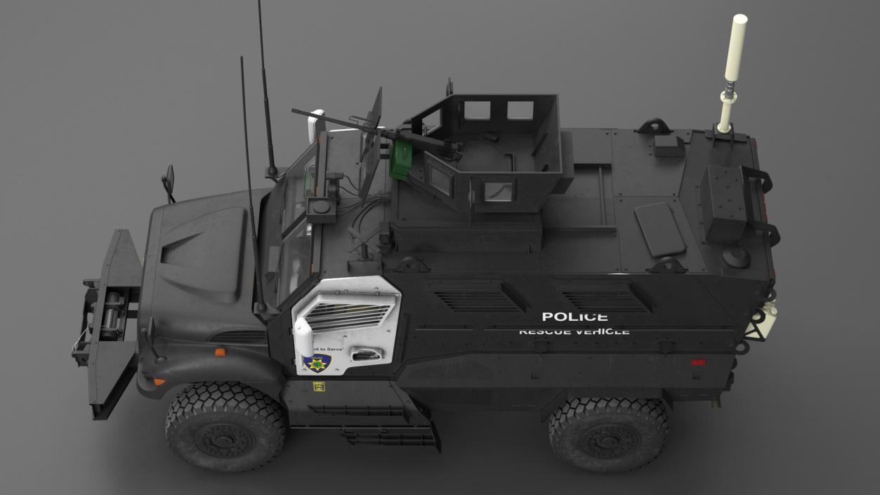 3D Police Vehicle MRAP International MaxxPro Rigged model