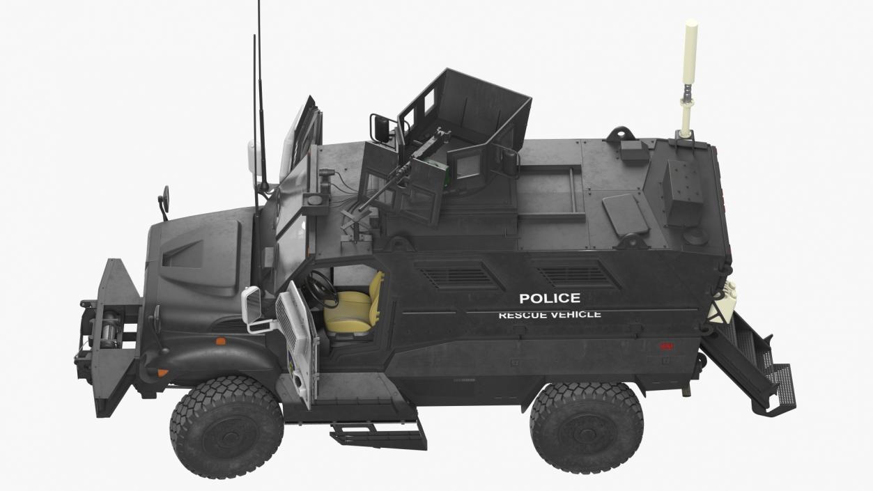 3D Police Vehicle MRAP International MaxxPro Rigged model