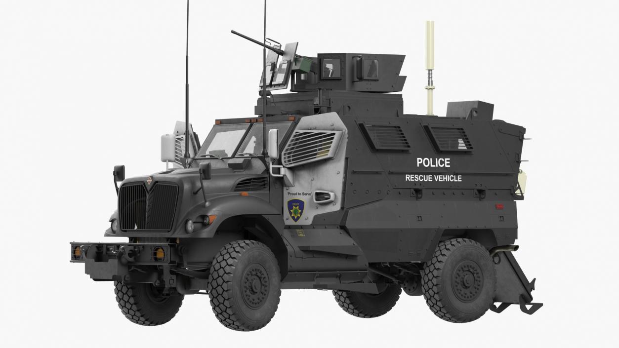 3D Police Vehicle MRAP International MaxxPro Rigged model