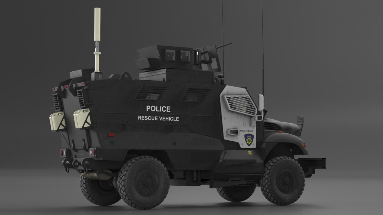 3D Police Vehicle MRAP International MaxxPro Rigged model