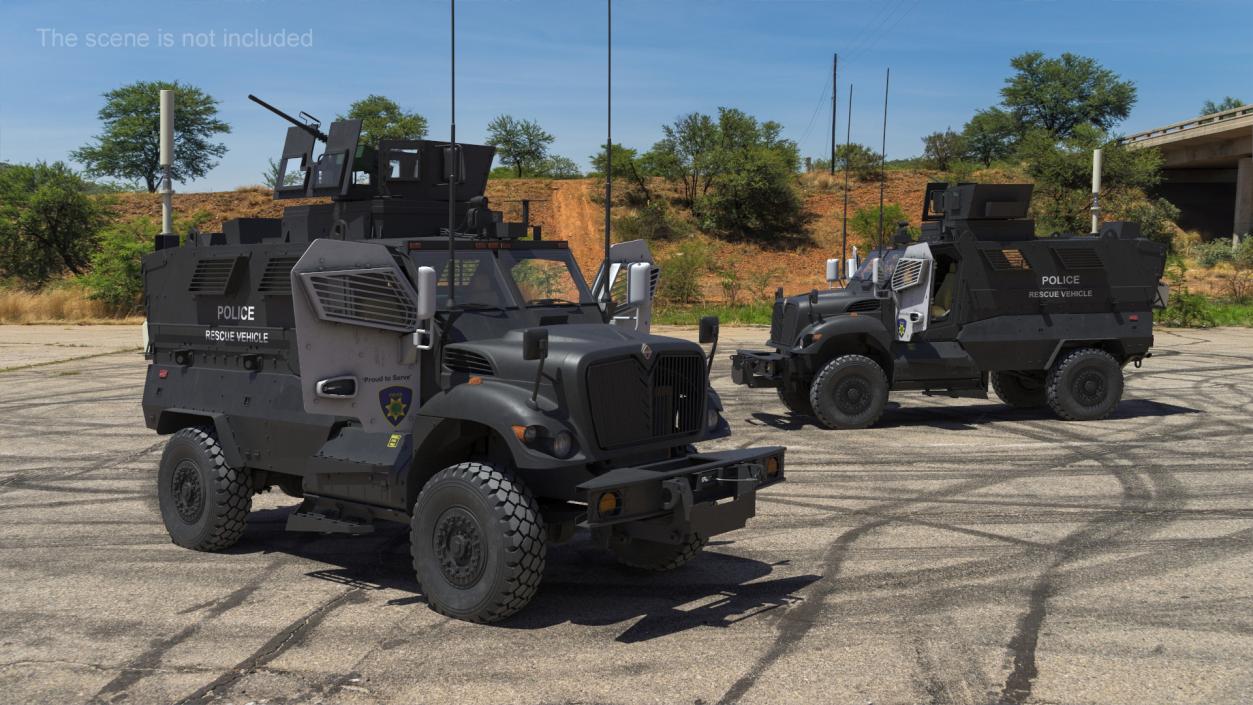 3D Police Vehicle MRAP International MaxxPro Rigged model