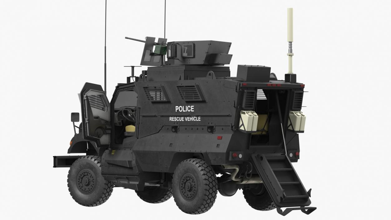 3D Police Vehicle MRAP International MaxxPro Rigged model