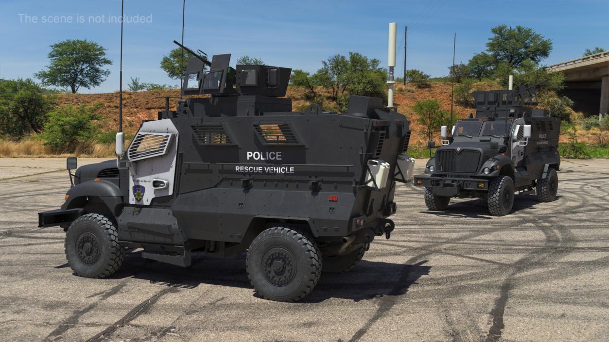 3D Police Vehicle MRAP International MaxxPro Rigged model