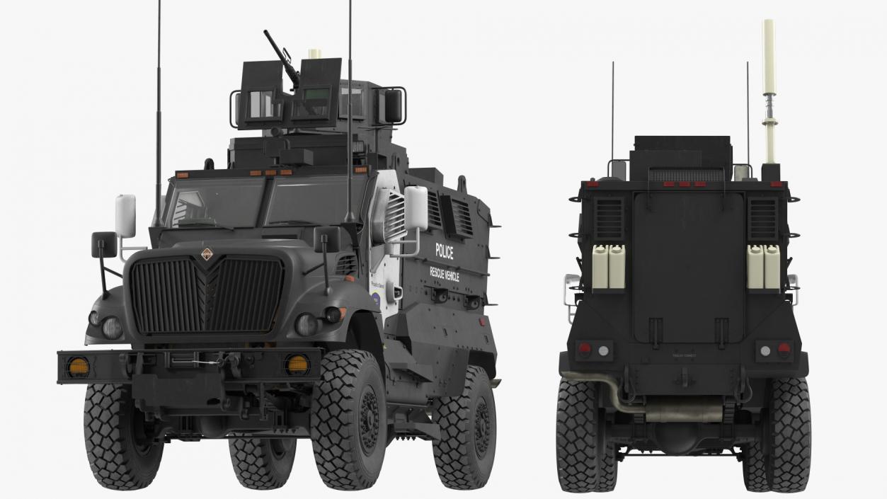 3D Police Vehicle MRAP International MaxxPro Rigged model