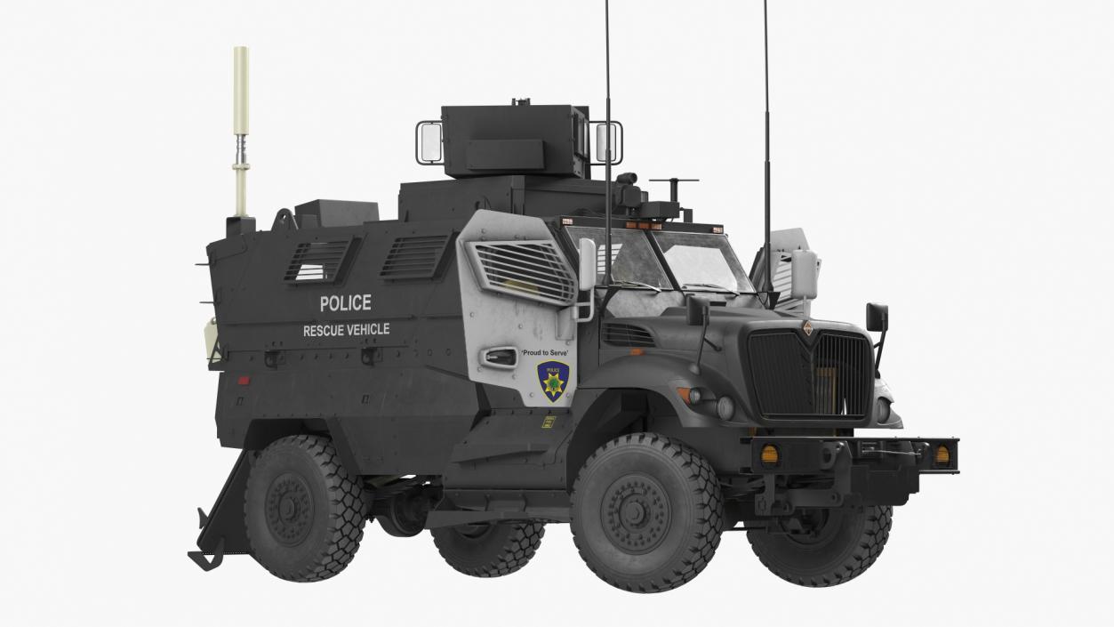 3D Police Vehicle MRAP International MaxxPro Rigged model