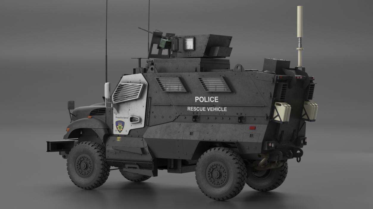 3D Police Vehicle MRAP International MaxxPro Rigged model