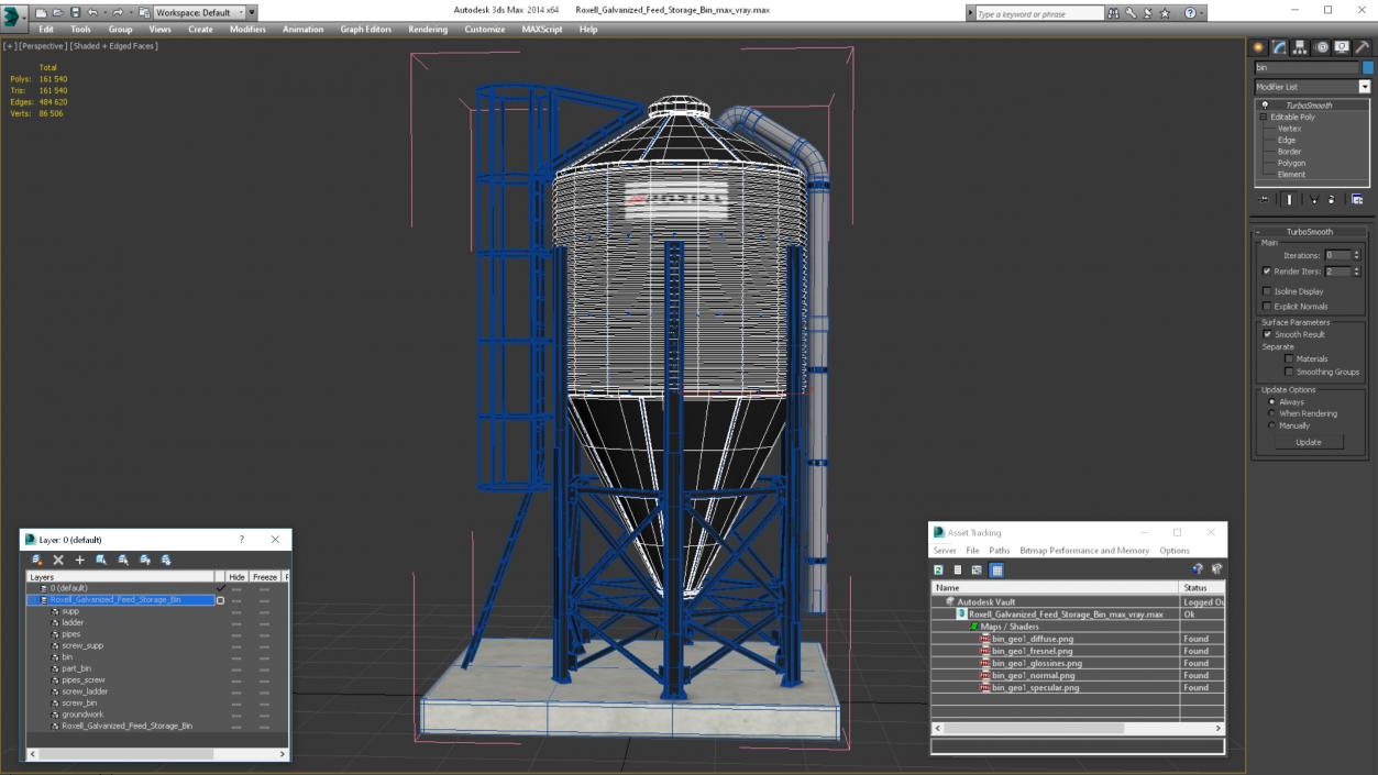 Roxell Galvanized Feed Storage Bin 3D model