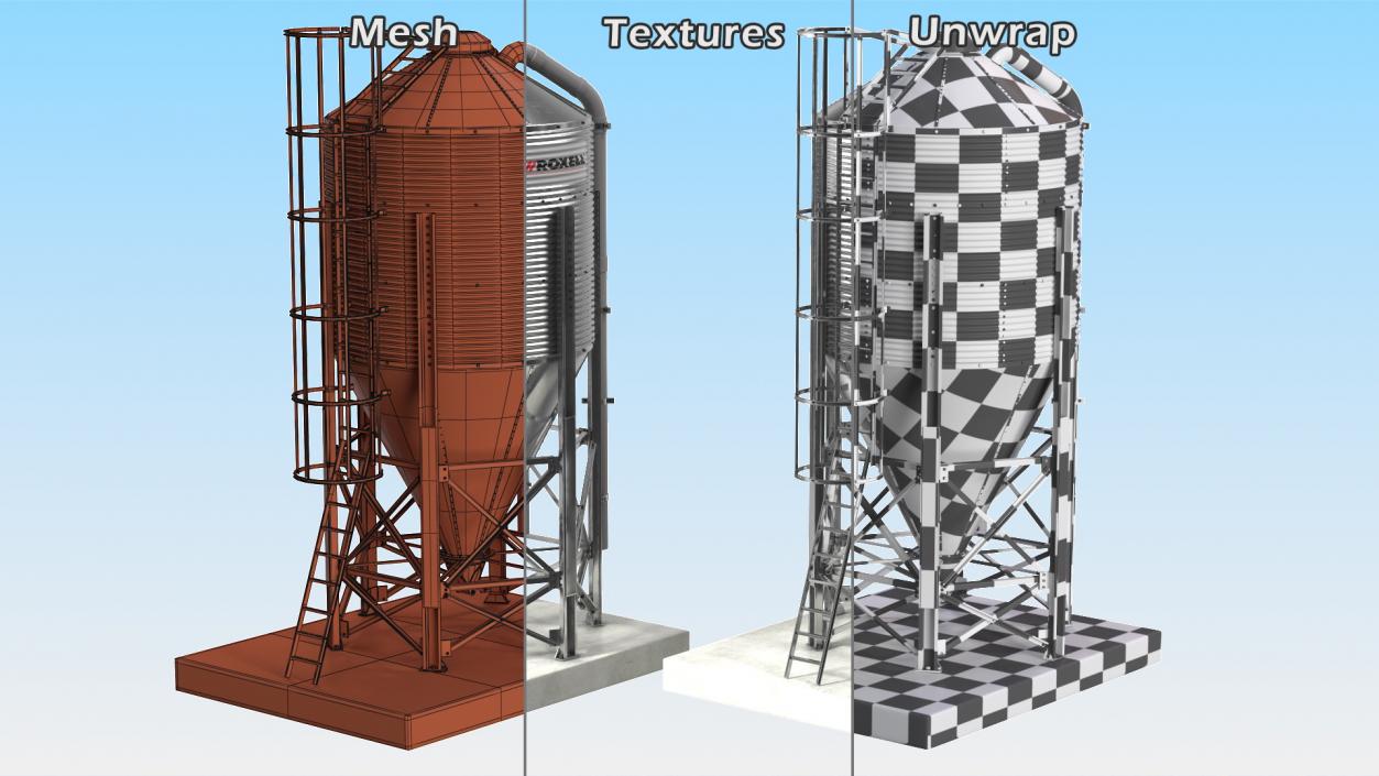 Roxell Galvanized Feed Storage Bin 3D model