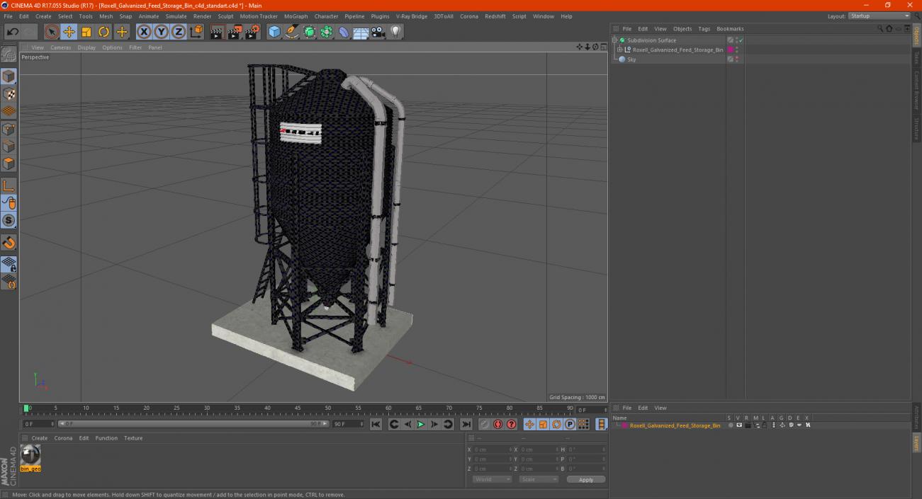 Roxell Galvanized Feed Storage Bin 3D model