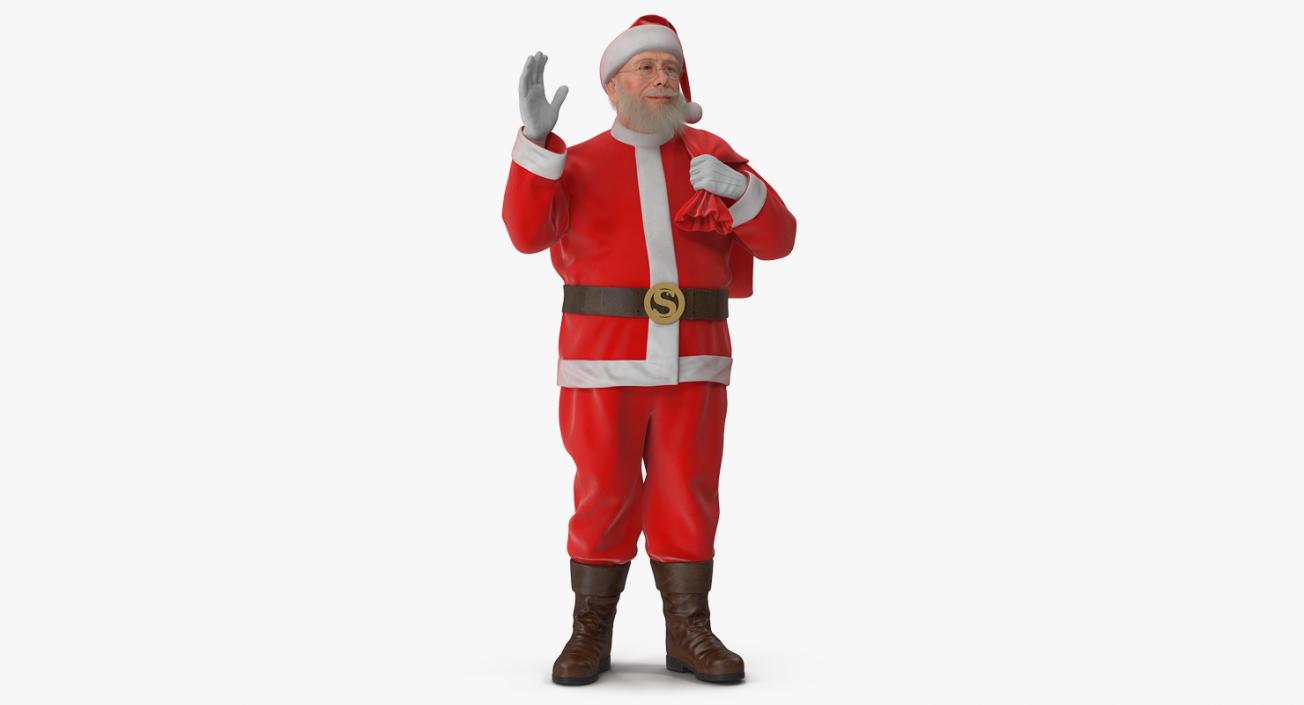 3D Santa Claus Holding Gift Bag model