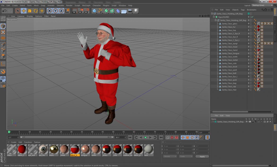 3D Santa Claus Holding Gift Bag model