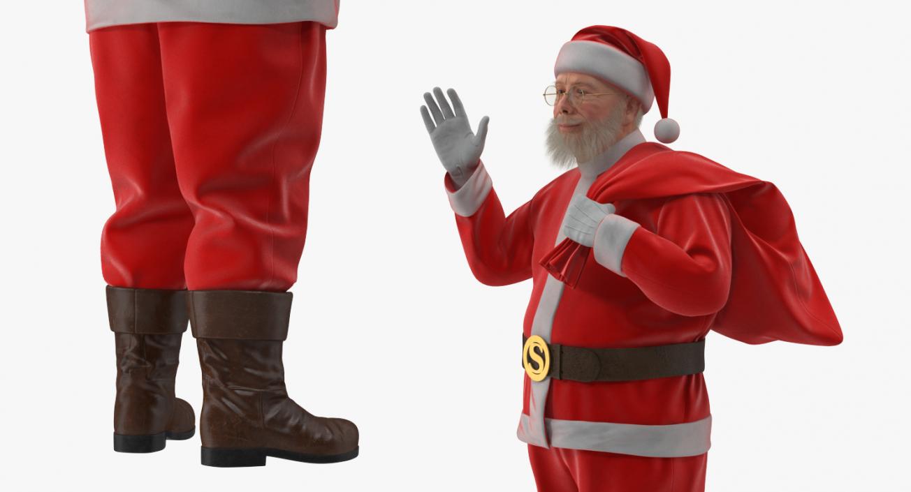 3D Santa Claus Holding Gift Bag model