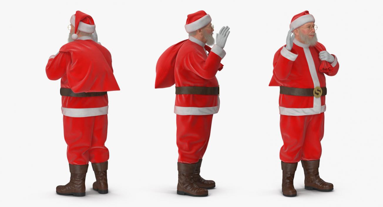 3D Santa Claus Holding Gift Bag model