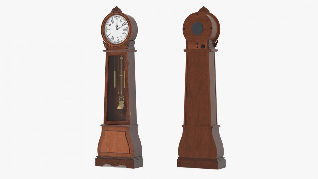 Grandfather Clock Dark Wood 3D