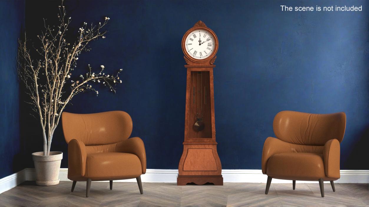 Grandfather Clock Dark Wood 3D