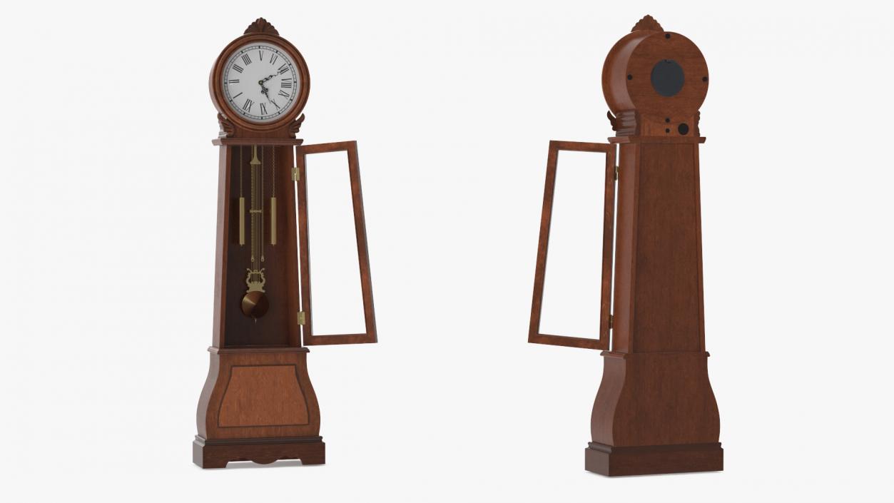 Grandfather Clock Dark Wood 3D