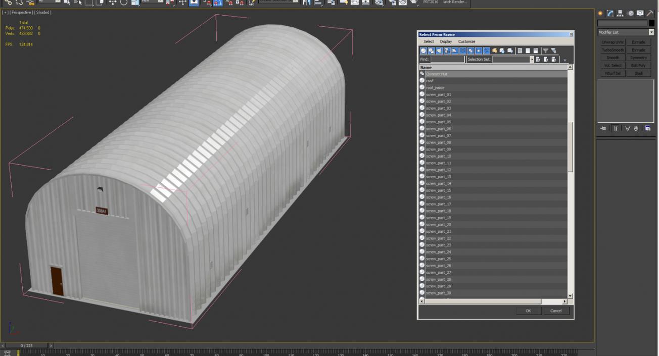 3D Quonset Hut Utility Building model