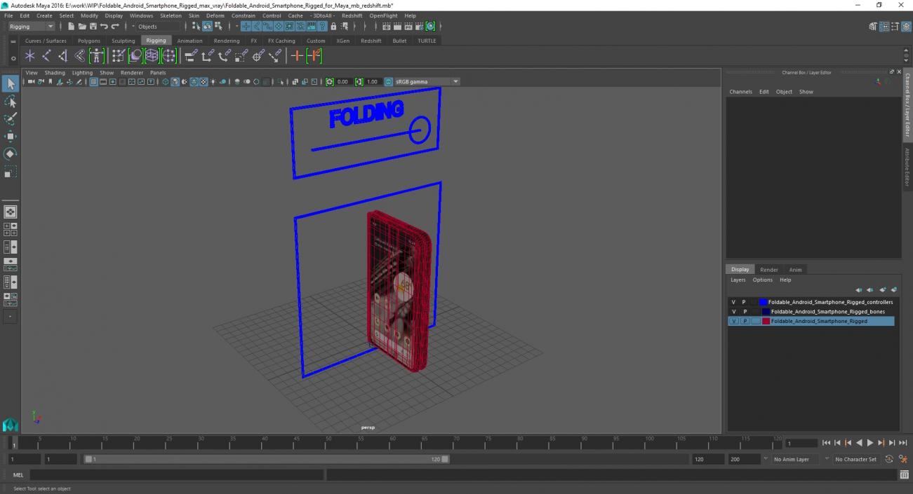 3D Foldable Android Smartphone Rigged for Maya model