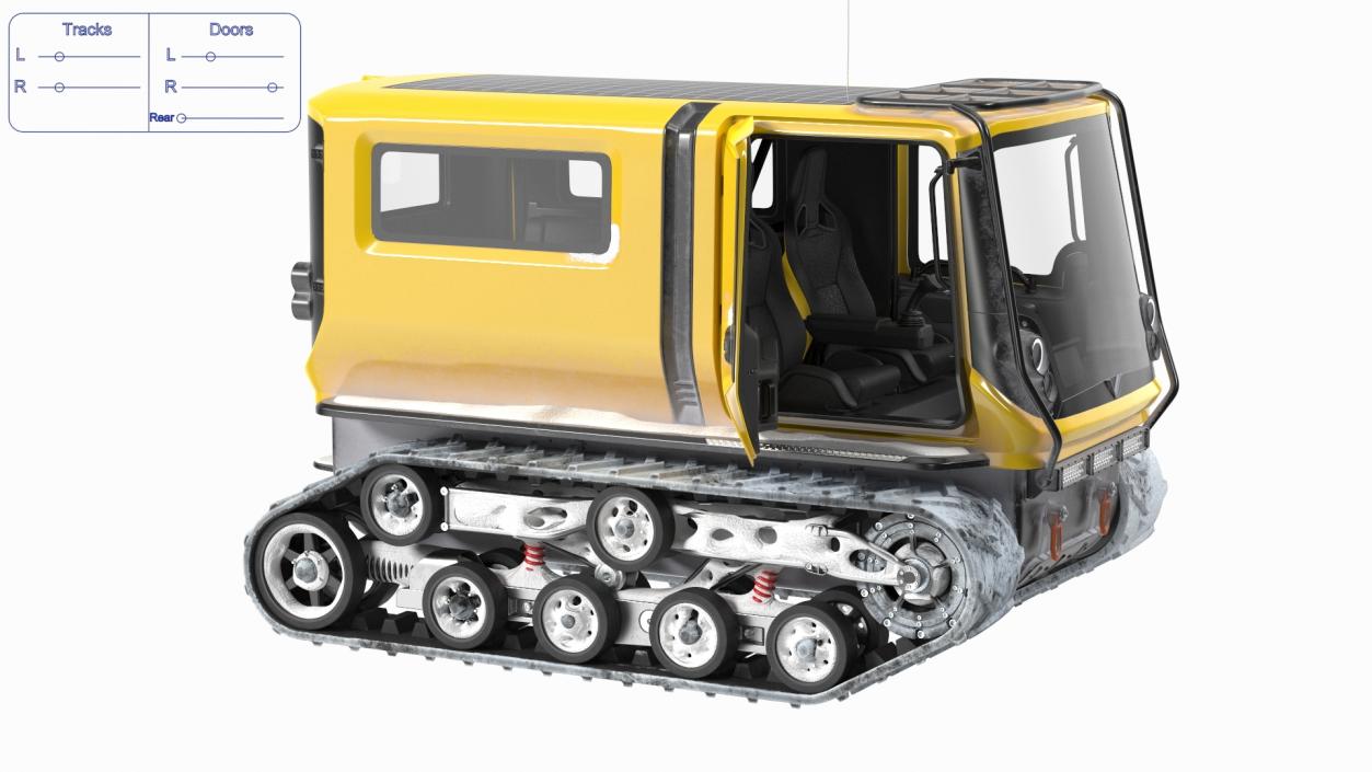 Snowy Arctica Exploration Vehicle Yellow Rigged 3D