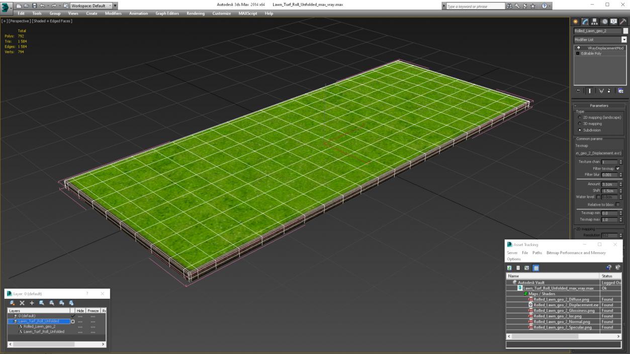 3D Lawn Turf Roll Unfolded model