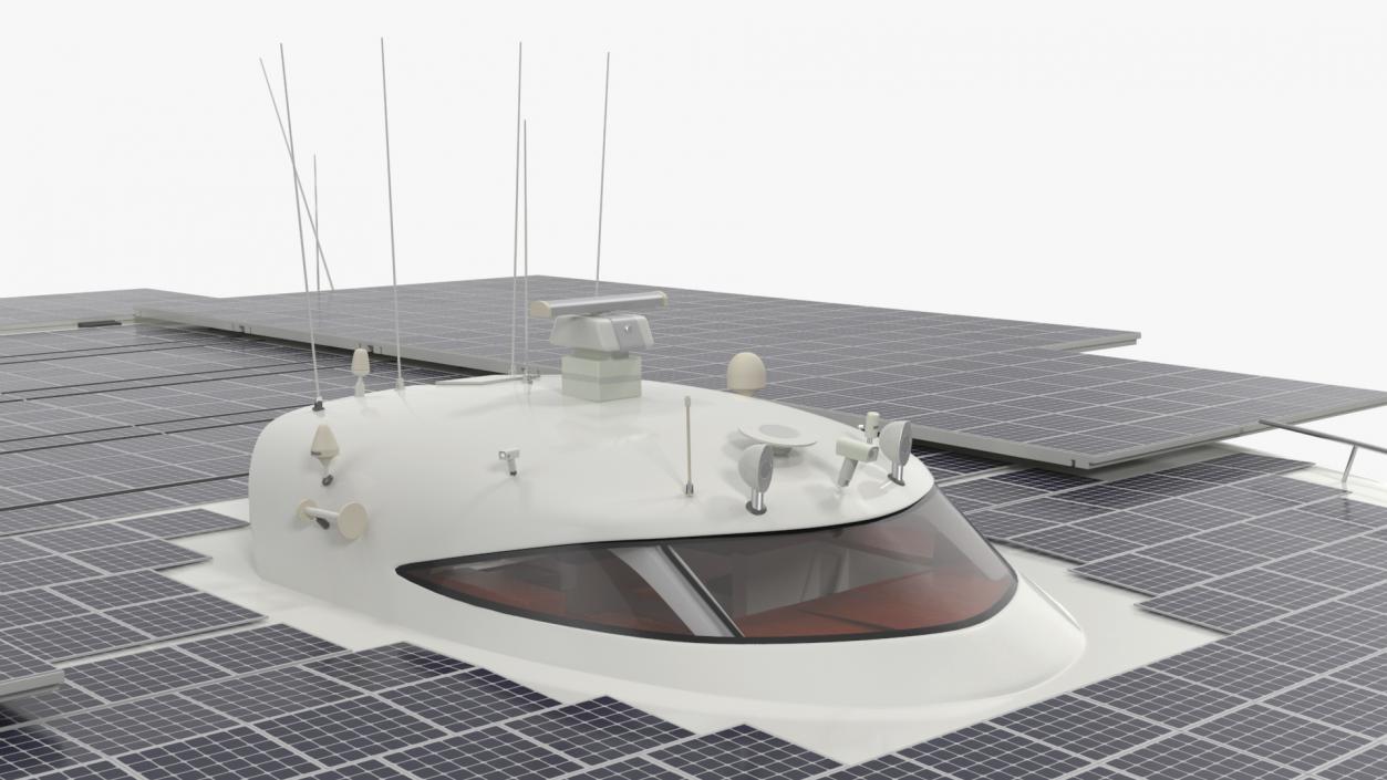 3D Electric Solar Powered Boat Simple Interior model