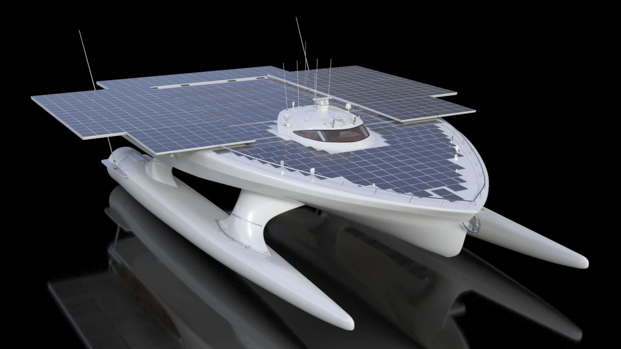 3D Electric Solar Powered Boat Simple Interior model