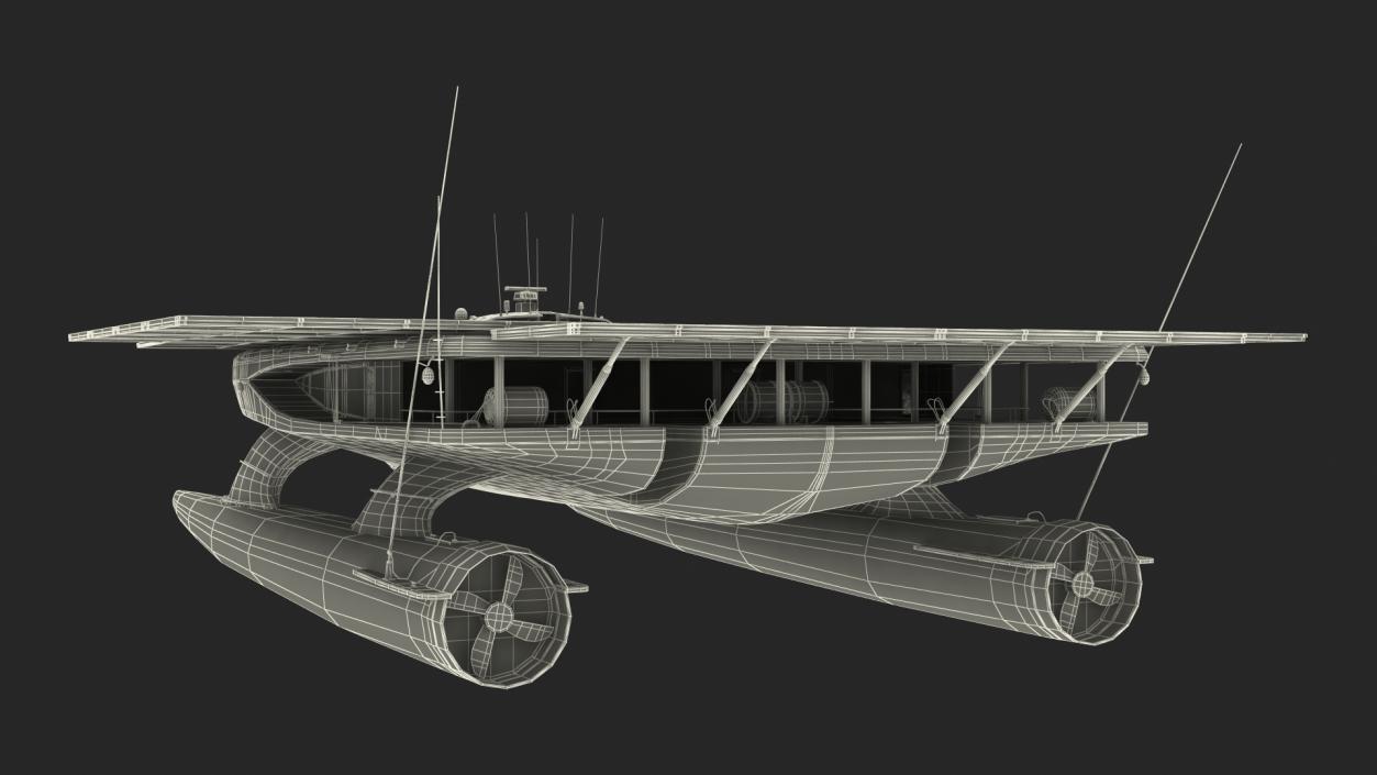 3D Electric Solar Powered Boat Simple Interior model