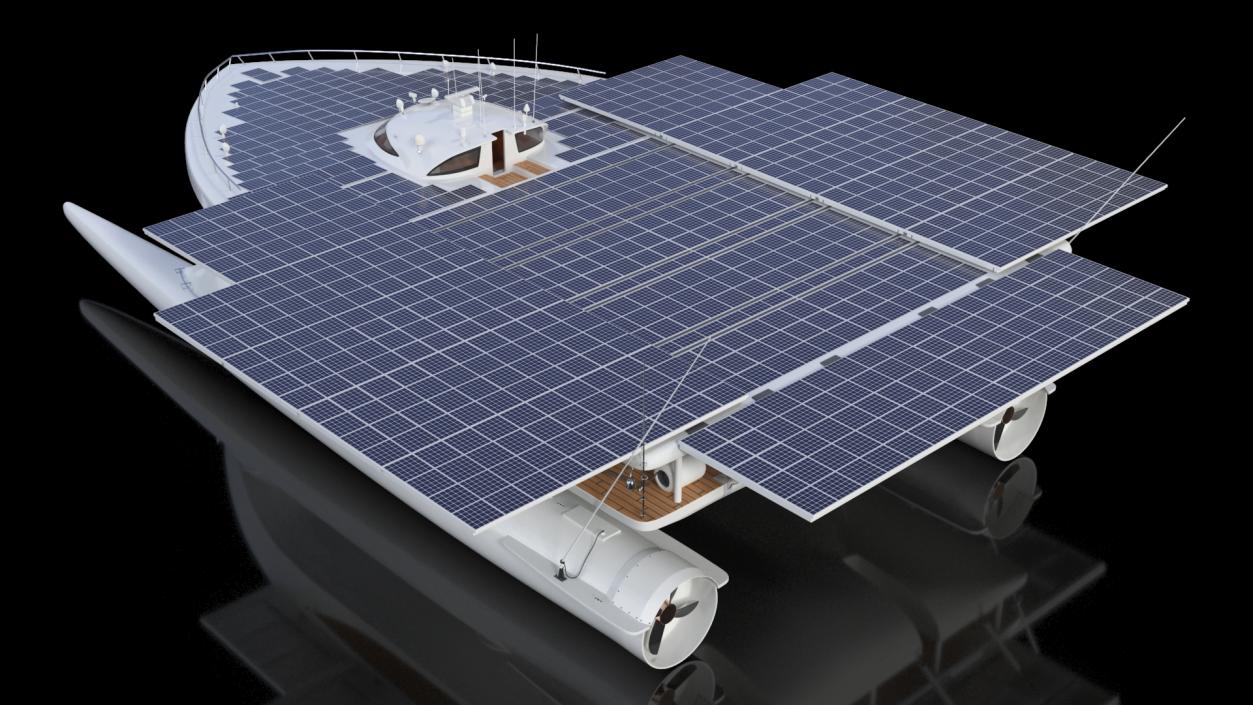 3D Electric Solar Powered Boat Simple Interior model