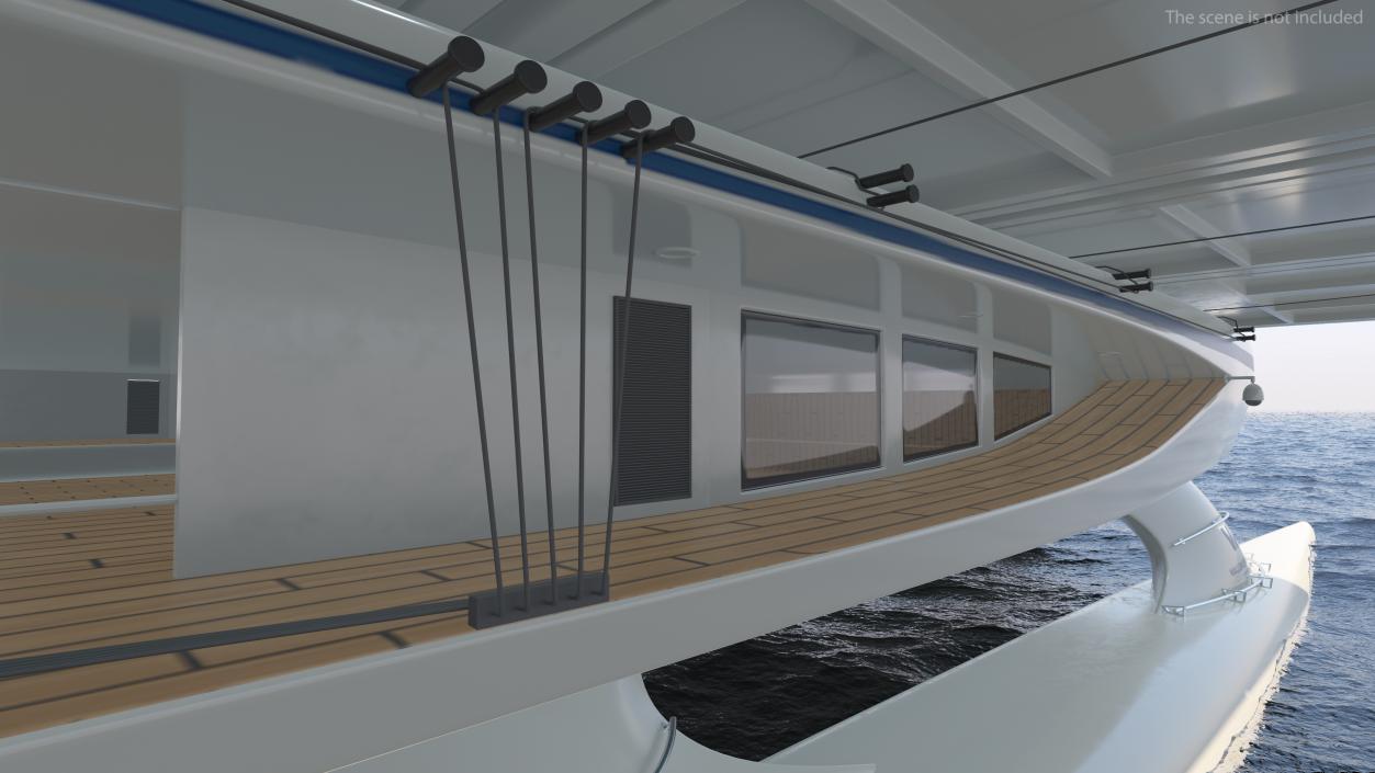 3D Electric Solar Powered Boat Simple Interior model