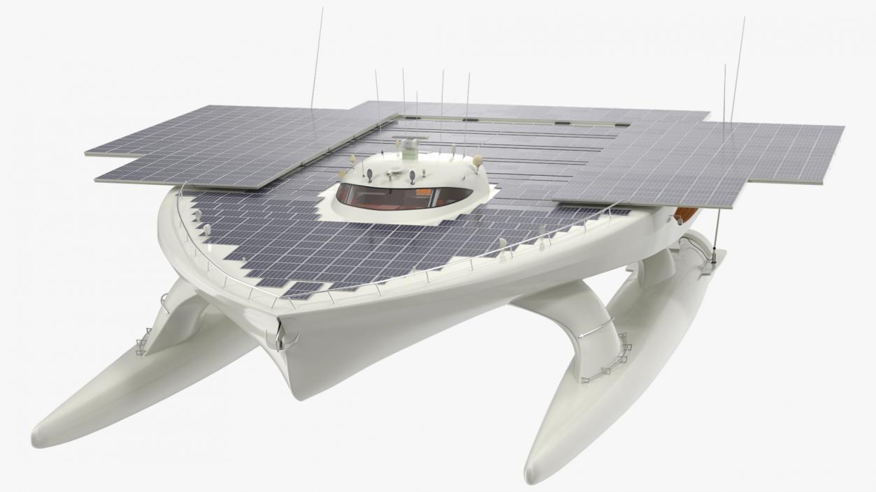 3D Electric Solar Powered Boat Simple Interior model