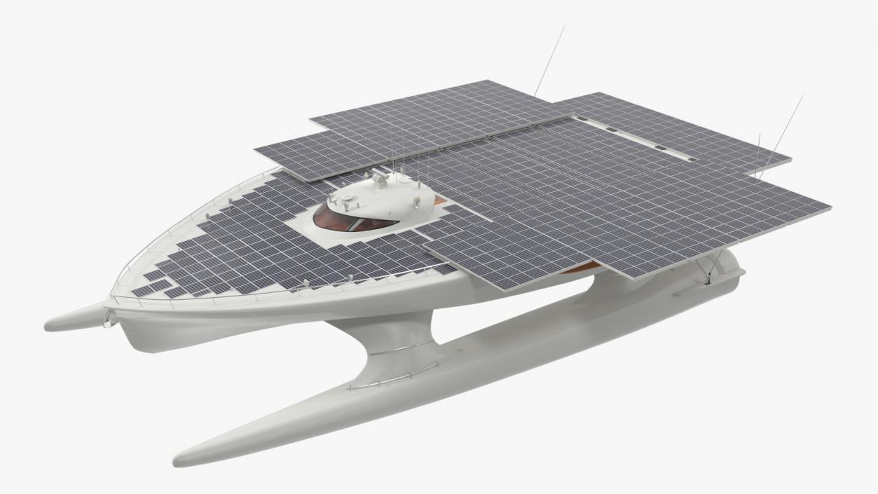 3D Electric Solar Powered Boat Simple Interior model