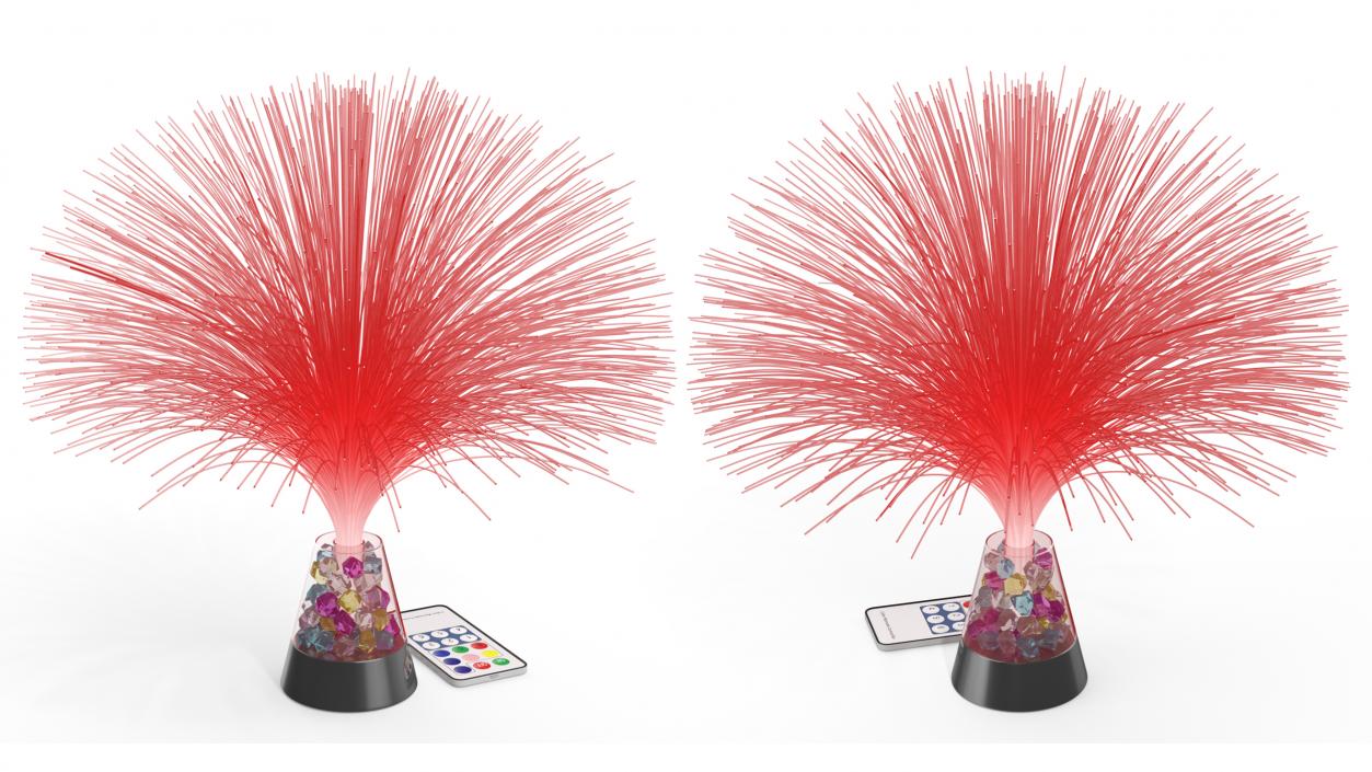 3D Fiber Optic Fountain Lamp with Remote Red