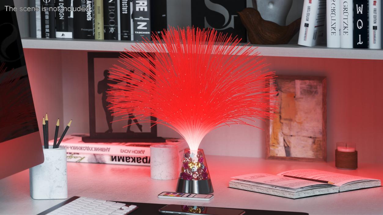 3D Fiber Optic Fountain Lamp with Remote Red