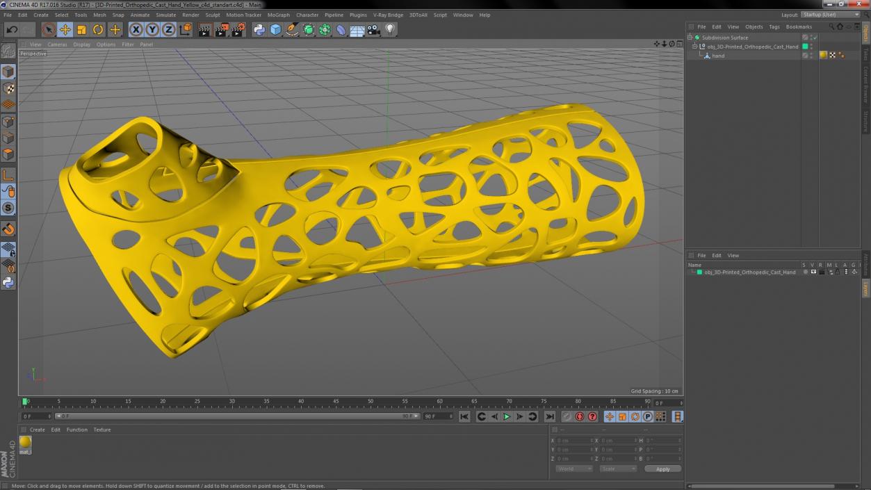 3D -Printed Orthopedic Cast Hand Yellow