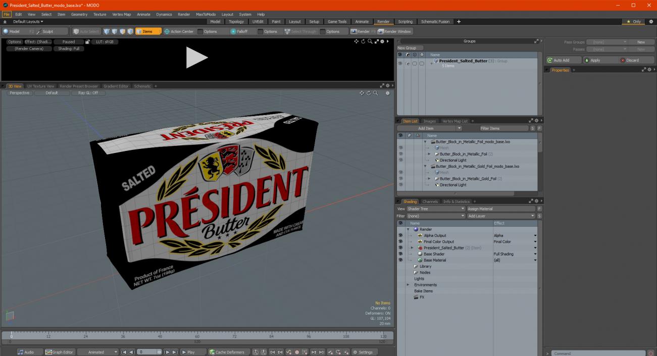 3D President Salted Butter model