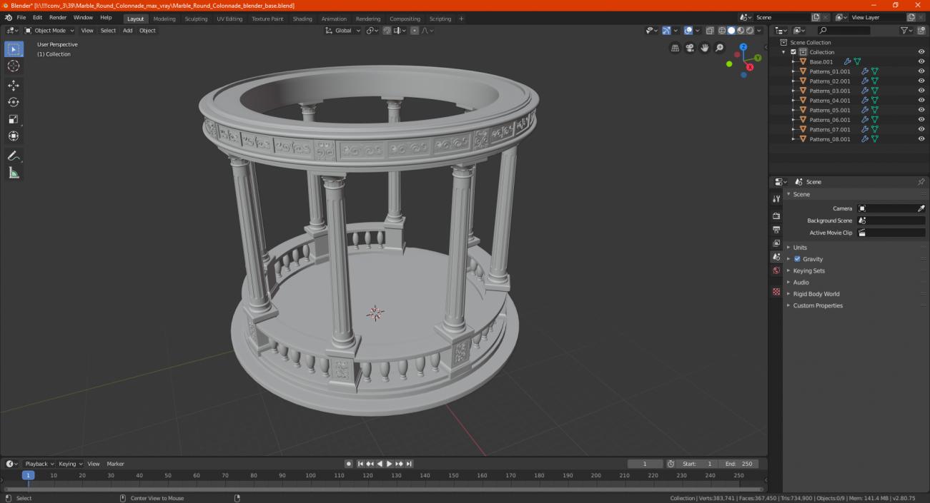 Marble Round Colonnade 3D