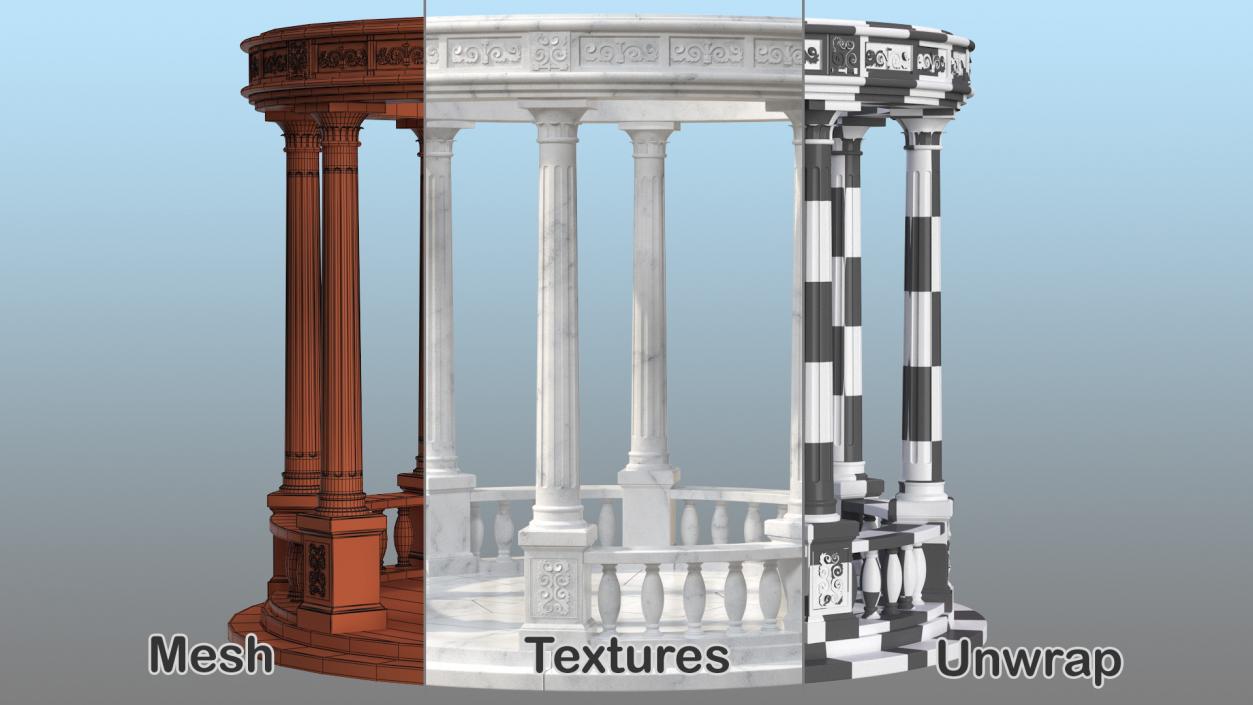 Marble Round Colonnade 3D