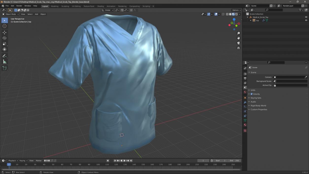 Medical Scrub Top 3D