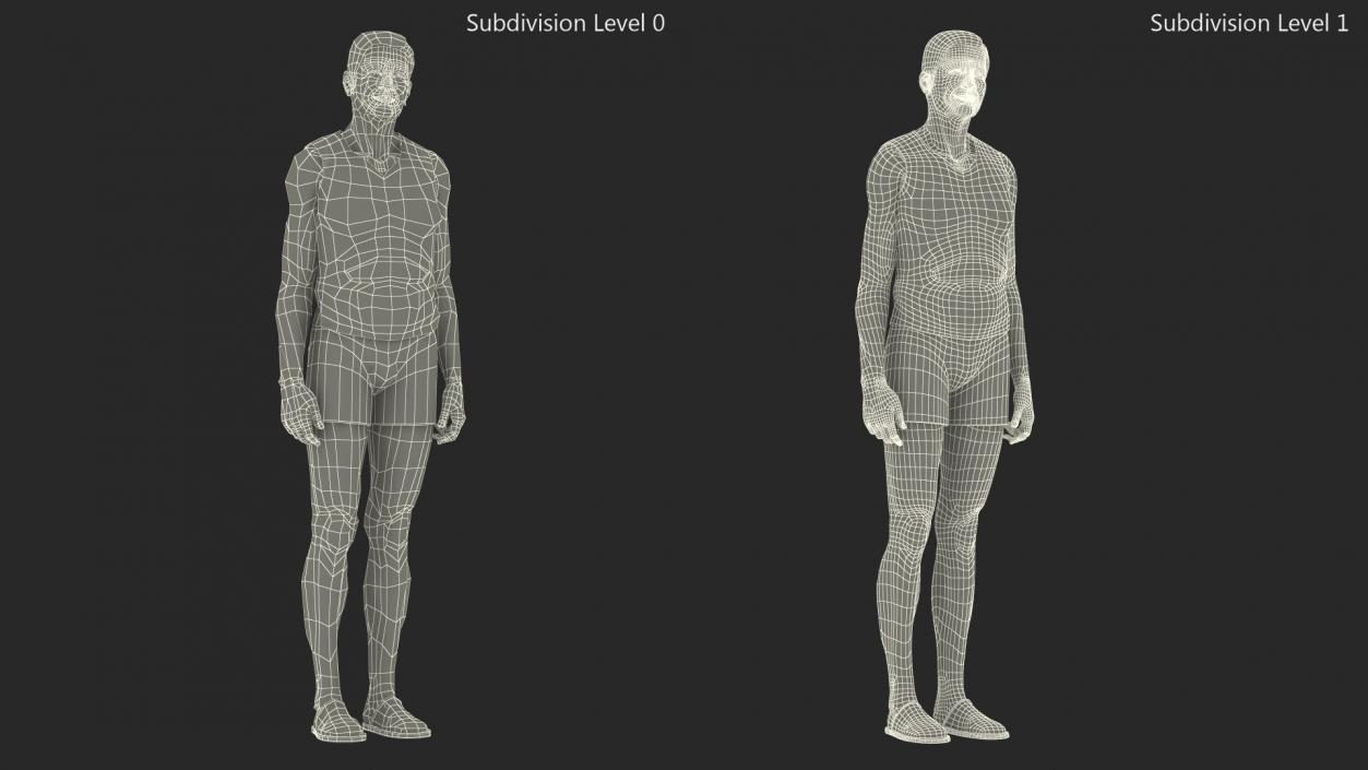 Korean Elderly Man Wearing Underclothes 3D model