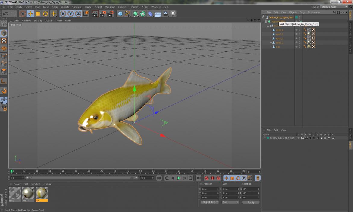 3D model Yellow Koi Ogon Fish