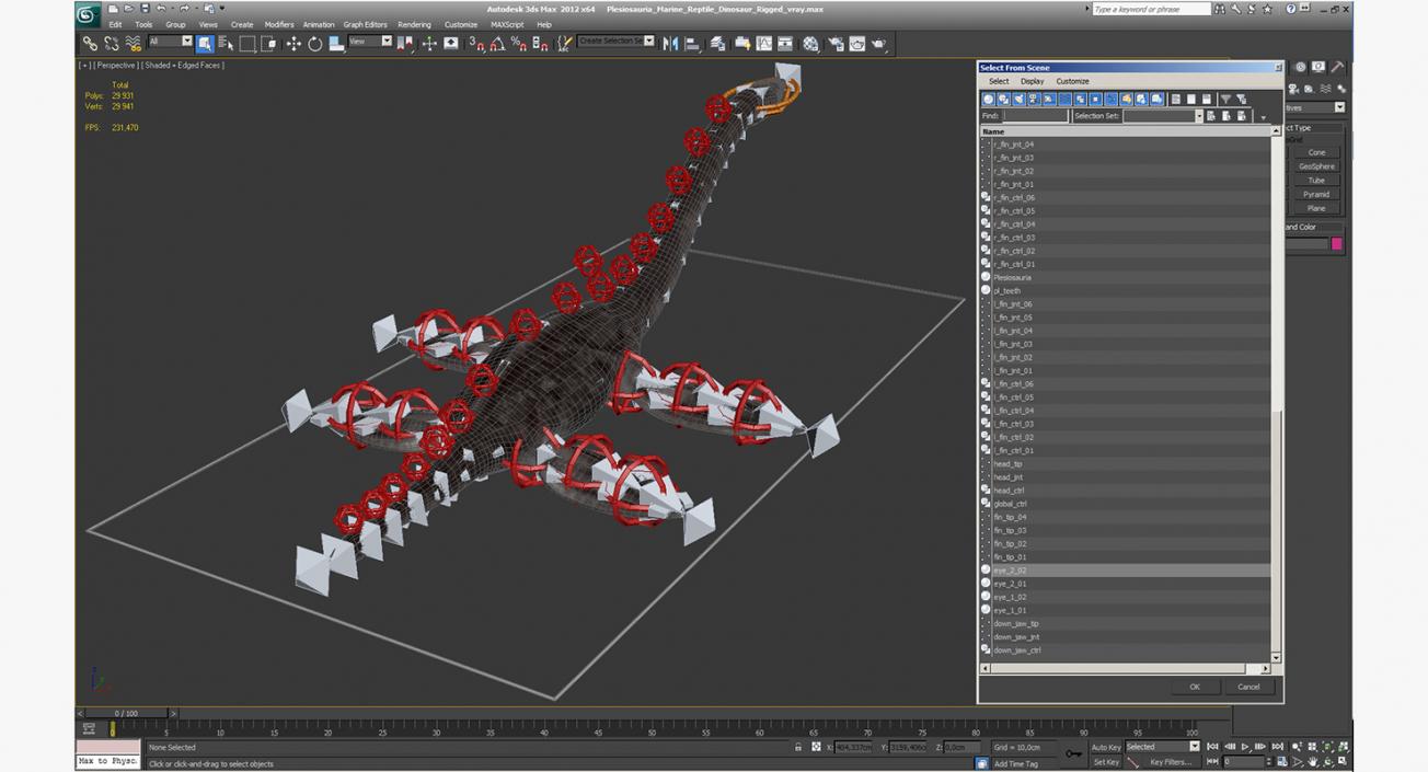 3D Plesiosauria Marine Reptile Dinosaur Rigged model