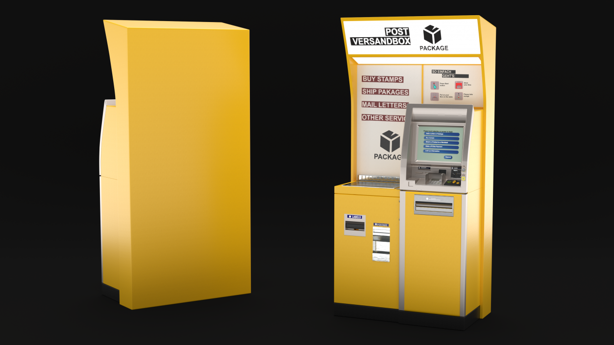 3D Post Self Service Kiosk model