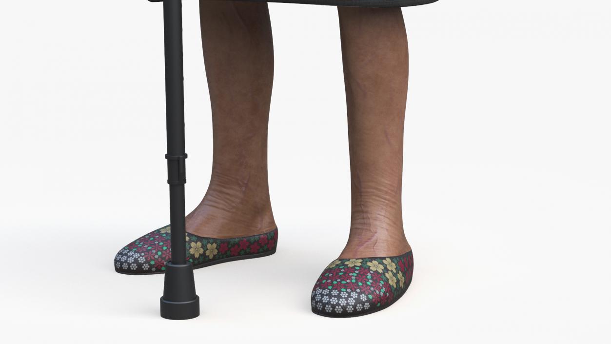 3D Older Woman Standing with Walking Cane model