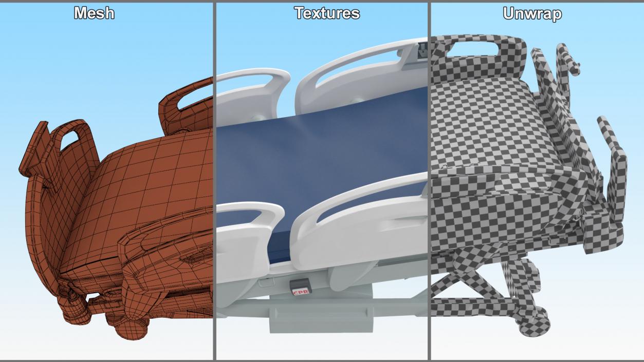 3D Smart Medical Bed Stryker Trendelenburg Position model