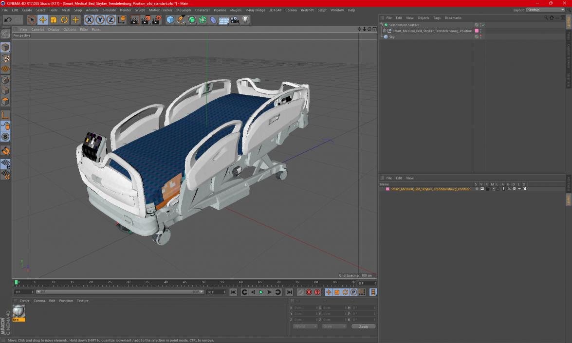 3D Smart Medical Bed Stryker Trendelenburg Position model