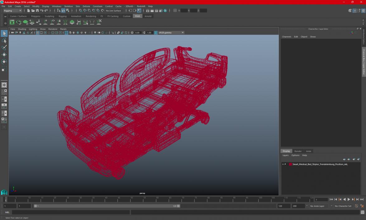 3D Smart Medical Bed Stryker Trendelenburg Position model