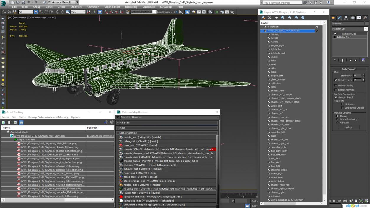 3D WWII Douglas C-47 Skytrain