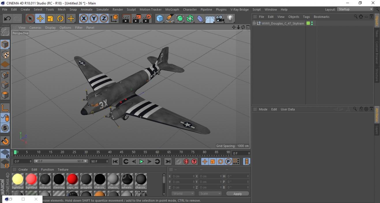 3D WWII Douglas C-47 Skytrain