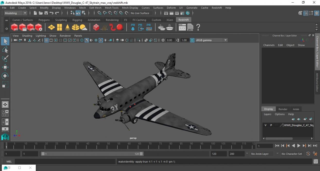 3D WWII Douglas C-47 Skytrain