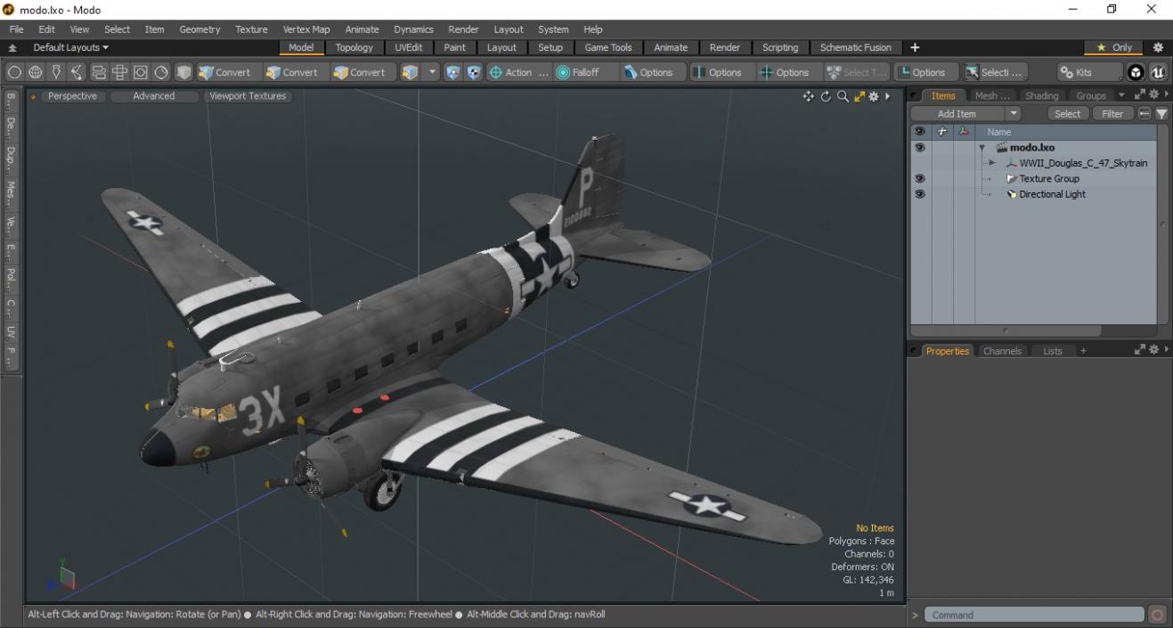 3D WWII Douglas C-47 Skytrain